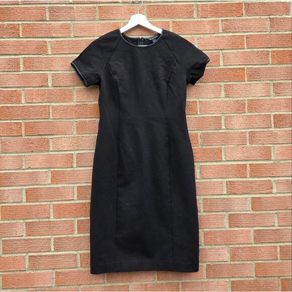 BROOKS BROTHERS Classic Essential Stretch Sheath Dress Leather Trim Size 6 - Picture 1 of 5